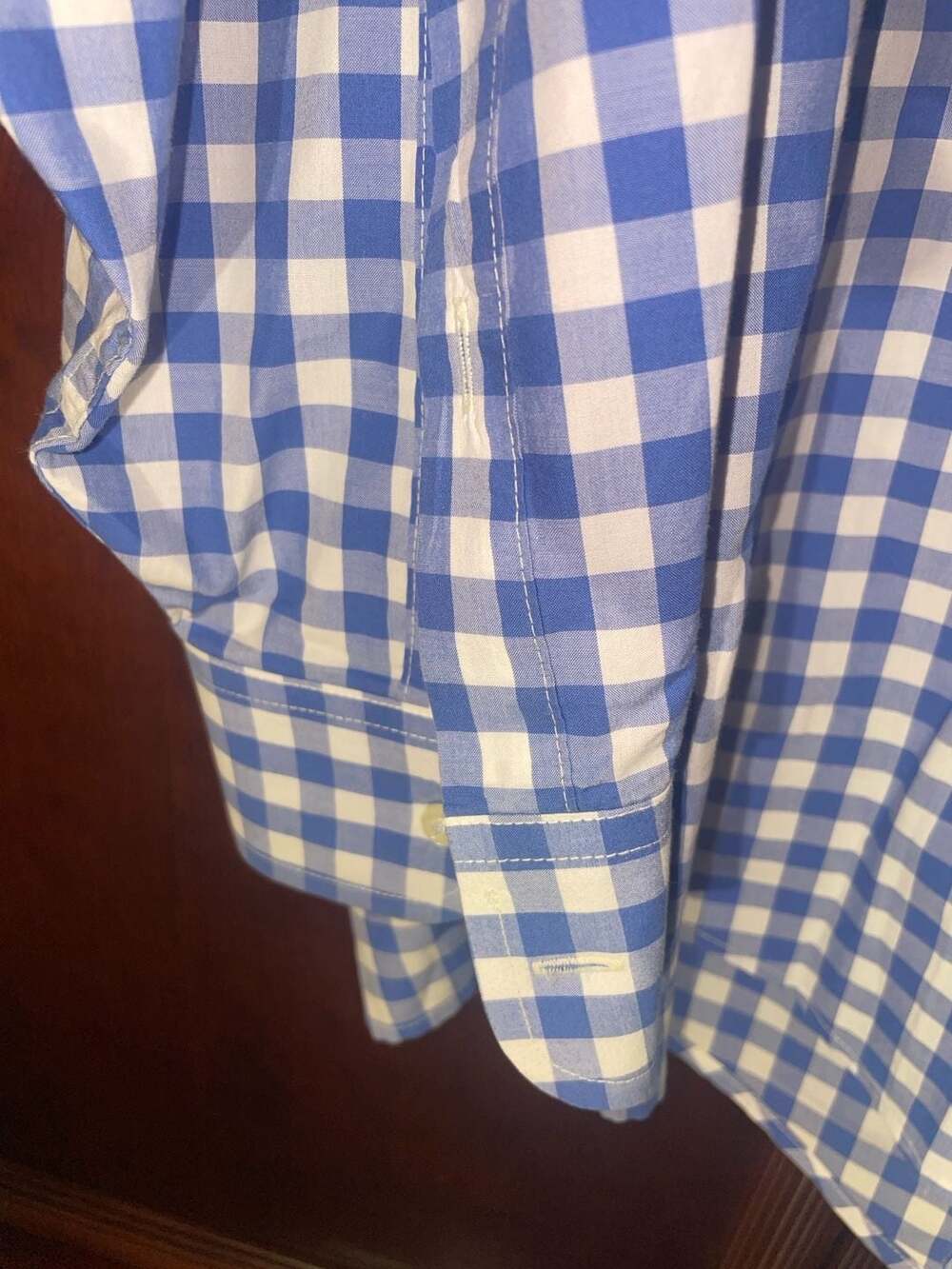 Bills Khakis XXL Blue and White Gingham Check Button Down Long Sleeve Sport Shir - Picture 4 of 9